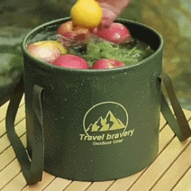 ANKRIC 아웃도어 캠핑 접이식 물통 설거지 설거지 낚시 다용도 물통, 카키