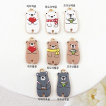 비즈아이 [7354-10]실사팬던트(곰) 9*17mm (골드) [1개], 하트불곰