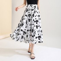 쉬폰롱스커트 a라인 여름 여성 슬리밍 플라워롱스커트