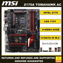 인텔용메인보드 LGA 1151 마더 보드 MSI Z170A TOMAHAWK AC DDR4 인텔 Z17 USB 3.0 ATX 코어 i3-6098P G4560T cpu, [01] 마더 보드