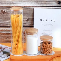 방습패킹 대나무뚜껑 원형 내열유리병 보관용기 냉동, 사이즈, 1500ml