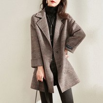위위브렌 여성용 캐주얼 긴팔 체크 자켓
