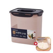 락앤락 [NEW 컬러] 김치통 1개+가쯔 용기 세트 김장 김치/장아찌/오이지 냉장고 보관 통, 5.0L 원핸들 1개+가쯔