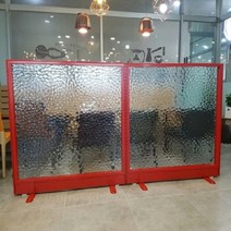 아이원퍼니처 60T 올 유리 파티션 H1200 아쿠아강화유리, 레드/아쿠아유리/H1200*W1000