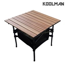 쿨맨 알루미늄 접이식 캠핑 테이블 (소형) 55cm (그물망포함), 3-3 소형 55x55x50cm - 오크무늬
