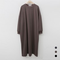 빅걸스토리 여성 빅사이즈 울트라 기모 라운드 루즈핏 이지웨어 롱 원피스