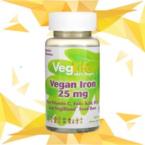 베지라이프 비건 철 푸마르산철 비타민B12 비타민C 엽산 25mg 100정 임산부철분제 임신선물 출산선물 철분부족 VegLife Vegan Iron 25mg 100 Tablets, 철분 100정