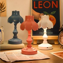 파스텔 무드등 무선 USB 충전식 뱅커 미니 스탠드 엔틱 감성 아이방 수면등 독서 갓등, 파랑색