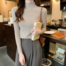 KORELAN 찍다 단색 슬림하다 이너 터틀넥 니트 스웨터 여성