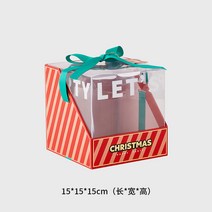 포장 케이스 크리스마스 PVC 투명 선물 상자 휴대용 리본 고급 라지 사과 베이킹 케이크 세트 빈 제작가능, 01 사각PVC선물세트-빨강
