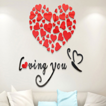 아크릴 스티커 3D 입체 포인트 시트지 벽장식 카페 집꾸미기 인테리어 세계지도외 28종, 09_러빙유(레드)중형