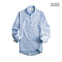 헤이브로 남성 어닝스트라이프 반오픈 셔츠 남방 어닝블루