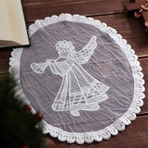 성당 천사 엔젤 타원 레이스 러그 카페소품 협탁러그 다이닝 탁자매트 테이블매트 홈데코 플레이팅 면사