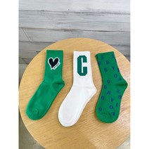 마크그린 하트그린 여성골프양말 중목미들양말, 화이트