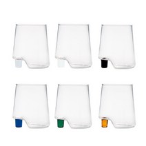 자페라노 페토니 컬렉션 1본입 컬러 고블렛 글라스 6종 홈카페 음료컵, MIX 컬러 6본입 세트