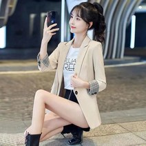 AMlisa 원버튼 여성 정장 자켓 긴팔 캐주얼 정장 스트라이프 소매 우아한 슬림핏 빅사이즈여성복 (M-5XL)
