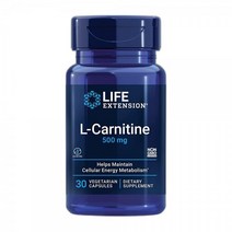 라이프 익스텐션 Life Extension L 카르니틴 500mg 자극 아미노산은 에너지 생산 및 신진 대사 증진 건강한 노화 인지 기능 도움 논 GMO 글루텐 프리 30정