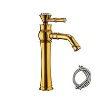 황동 소재 골드 마감 수도꼭지 욕실 싱글 핸들 화장실 화장대 믹서 바 탭 미국직송, 크리스탈