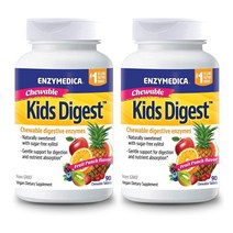 [2개] 엔자이메디카 키즈 어린이 다이제스트 소화 효소 90츄어블정 후르츠펀치맛 아밀레이스 말테이스 라이페이스 인버타아제 자일리톨 류신 아밀라아제 리파아제 락테이스 셀룰레이스, 2개, 90개