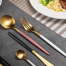 큐티폴 고아ST 명품스타일 양식기세트 커트러리 3pcs, 나이프포크스푼 3p, 블랙골드