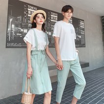DFMEI 커플룩 ins 여름 스커트 반팔 티셔츠 원피스 쁘띠 디자인 느낌