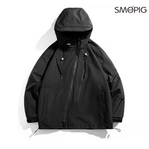 SMOPIG 가을 남자 빈티지 집업 후드 방수 바람막이 점퍼 코트
