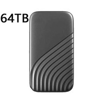 고속 휴대용 SSD 500GB 1TB SSD 타입-C USB3.1 16TB 8TB 외장 솔리드 스테이트 드라이브 노트북 PS4 용 2TB 1TB 모바일 하드 드라이브, 64TB Black