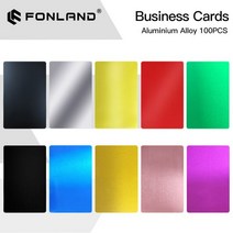 FONLAND-비즈니스 이름 카드 레이저 마킹 기계용 여러 가지 빛깔의 알루미늄 합금 금속 시트 테스트 재료 100 개/묶음, Blue, 54x86x0.2mm