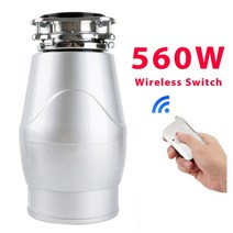 분쇄기 음식물 쓰레기 처리기 싱크대 처리 560W 폐기물 스테인레스 스틸 그라인더 가전 주방 독일 기술, Wireless (Silver)+미국