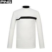 [아울렛 백화점] PING 골프 가을 화이트 남성 기모 배색 하이넥 긴팔 이너 티셔츠 112B3TI902_WH(1206411)