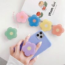 도매팜 1+1 스마트폰이 화사해지는 파스텔 꽃모양 그립톡 휴대폰거치대 폰꾸미기, 1p+1p, 블루