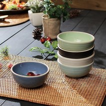 핸드메이드 국산 도자기 레트로 빈티지 다이어트 예쁜 밥그릇 국그릇 한식기 그릇 가정용 집들이 선물용, 블랙