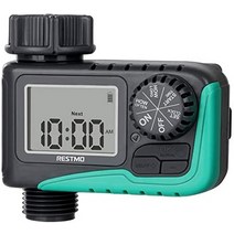 RESTMO 스프링클러 타이머 정원 호스용 프로그래밍 가능한 물 타이머 야외 수도꼭지 점적 관개 및 잔디 급수 시스템 컴팩트한 디자인 | 자동 디지털 제어 | 수동 켜기/끄기 | 비 와서 연기 됨