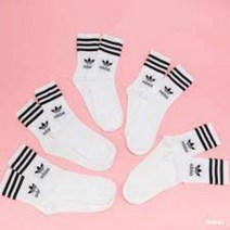 아디다스 미드컷 크루 삭스 화이트 (한묶음 5켤레)