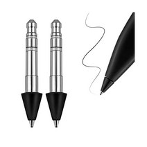 REEYEAR 마모 스테인레스 슬림 펜 2 팁 교체 Microsoft Surface 2팩 쓰기 펜촉과 같은 정확한 미세 제어, Stainless Black, 2개