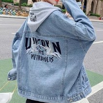 [랜덤플레이] 유니콘 자수 후드 청자켓