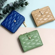 여성용 퀼팅패턴 천연 양가죽 지갑 선물용 월렛, 블랙