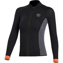 프리다이빙슈트 웻슈트 웻수트 잠수복 바지 상의 3mm 네오프렌 남성 및 여성용 서핑 재킷 다이빙 수영 스노, 02 블랙(여성용 상의)_03 Small