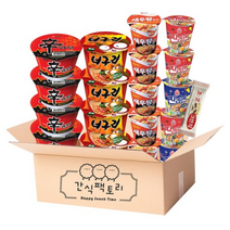 [간식팩토리] 신라면큰컵4+얼큰너구리4개+새우탕소컵5+진라면매운3+진라면순한2+초코크런치1 총 19입, 단품