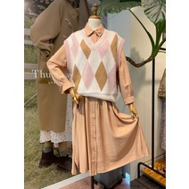 써스데이아일랜드 아가일 자카드 브이넥 베스트(T218MVT245W)(1272534)