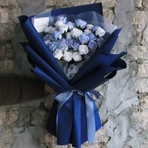 비누꽃 블루 자나장미 50송이 꽃다발, 드라이플라워 카드(＋5천원), 서울퀵배송 (＋5천원)