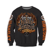 유럽과 미국 가을과 겨울 새로운 할리 데이비슨 로고3D인쇄 된 승무원 목 스웨터 스포츠 캐주얼 대외 무역 남성 대형 조수, 5XL, 그림2