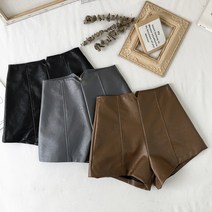 SURBORT 모든 경기 높은 허리 슬리밍 PU 가죽 바지와 오토바이 반바지 여성