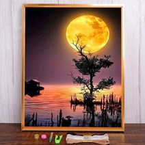 보석십자수 창업 도구 풍경 하늘 달 인쇄 크로스 스티치 패턴 DIY 자수 수제 그림 세공 뜨개질 스탬프 보석, 50x70cm, 11CT 실크 스레드, HMA65872_50x70cm_11CT 실크 스레드
