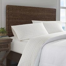 Tommy Bahama - 퀸 시트 면 퍼케일 침구 세트 산뜻하고 시원함 세련된 홈 데코 (파인애플 핀스트라이프 옐로우 퀸)