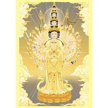 관세음 보살 족자 그림 천수천안 관음보살 불상화 수정거상 권축괘화 인화지 소봉 불당화, 7인치인화지캡슐18.5X13.5cm