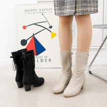 중년여성 간절기 썸머 시원한 린넨소재 셔링 주름 마부츠 미들부츠