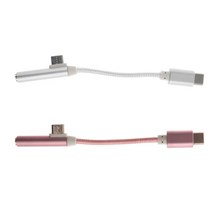 2 Pcs Type-C ~ 3.5mm 헤드폰 오디오 USB-C 충전 분배기 어댑터 케이블, 12cm, 플라스틱, 실버 및 로즈 골드