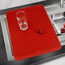 실리콘 웨이브 물빠짐 드라잉매트 식기 건조대 싱크대 건조매트 40*30.5, 실리콘 드라잉 매트 40*30.5, 블랙