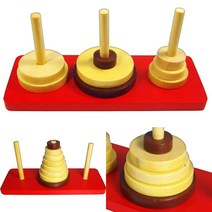 하노이 탑 원목 8단 쌓기 수학적 문제 해결 두뇌 개발 퍼즐 논리력 향상 도형 학습 교구